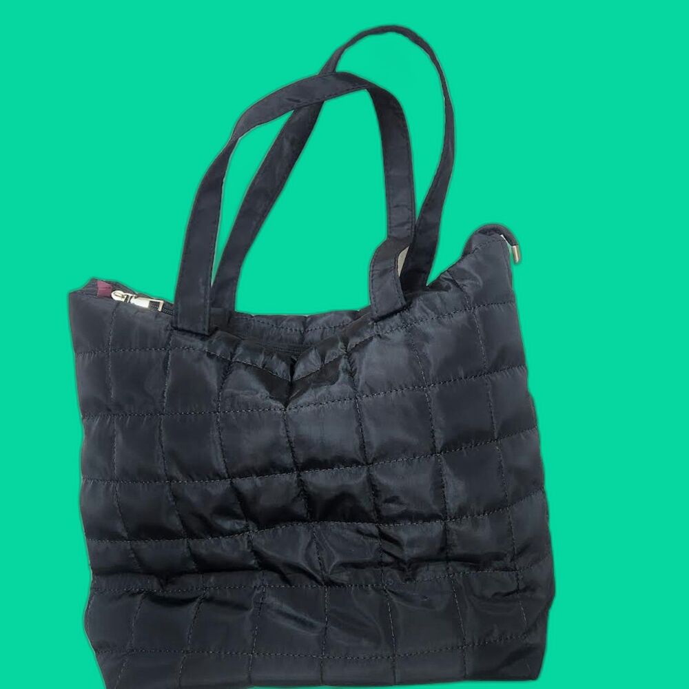 Black Puffer Purse-Tote Minimalist Preppy Retro